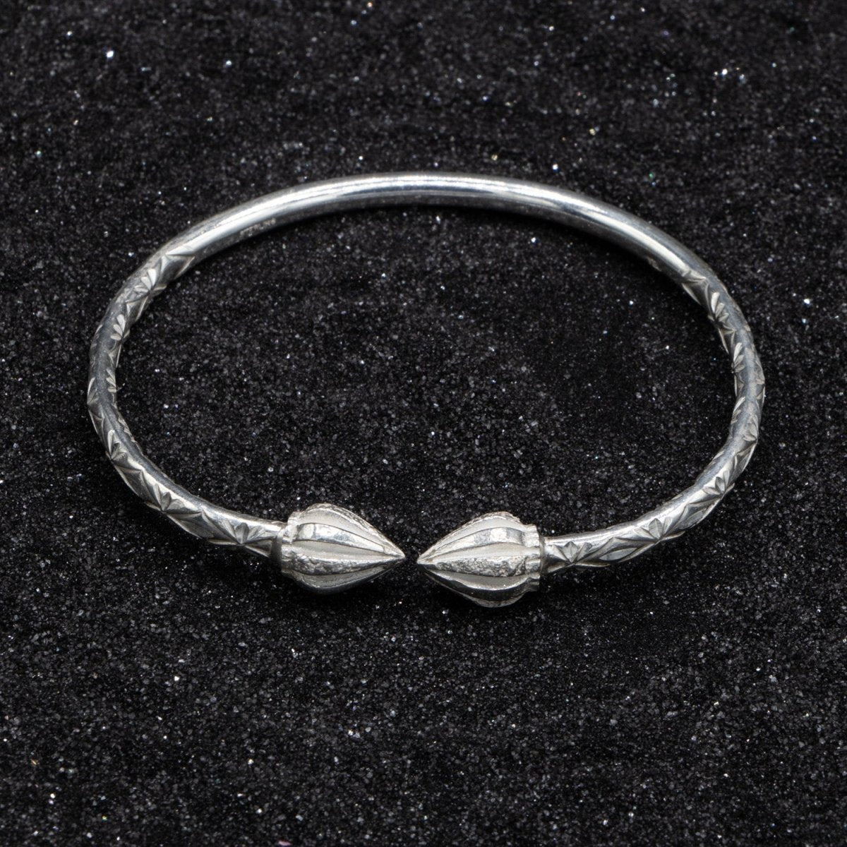 Silver Cuff selling Bracelet Bangle Carribean Cocoa Pods Cocoa Pod End .925 Sterling Silver West Indian Bangle (Made in USA)