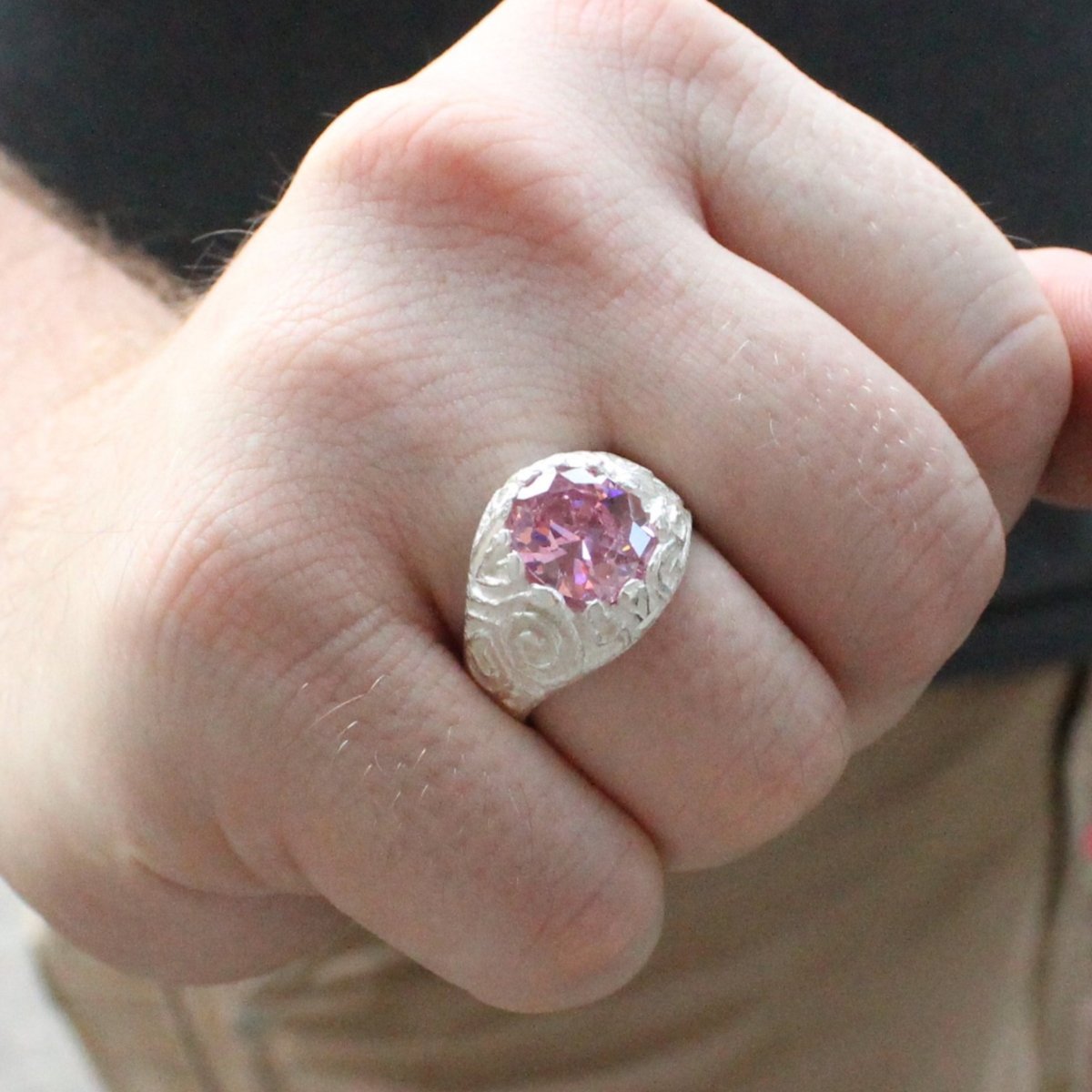 Natural Ruby Men Ring-Pink Color Men's Ring-Gemstone Men Ring-Gift For Him-925 Solid selling Silver Men Ring-July Birthstone Ring-Large Ring