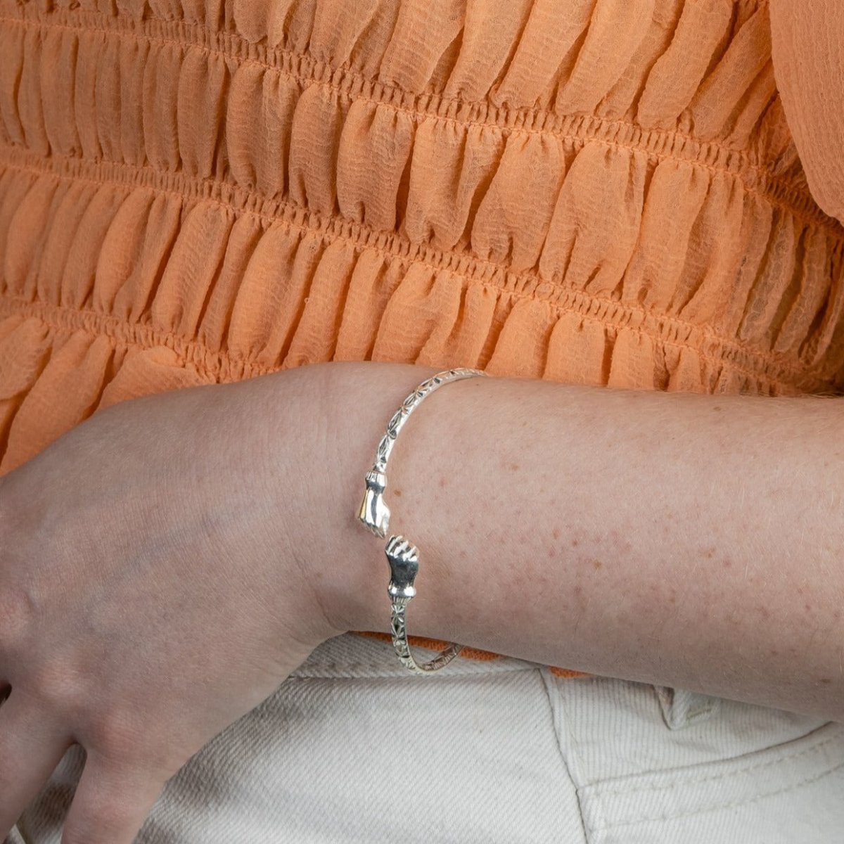 110 Fist Caribbijou West Indian Bangle - Sterling Silver