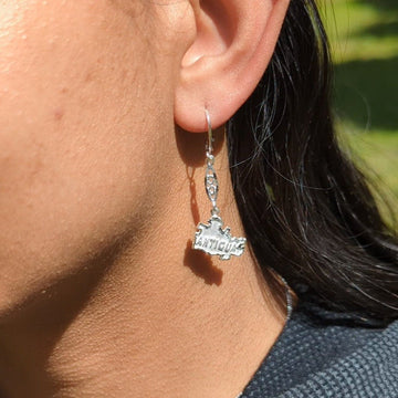 Antigua Map Hanging Long Earring by Caribbijou - Earring - Caribbijou Island Jewellery