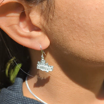 Antigua Map Hanging Short Earring by Caribbijou - Earring - Caribbijou Island Jewellery