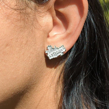 Antigua Map Stopper Stud Earring by Caribbijou - Earring - Caribbijou Island Jewellery