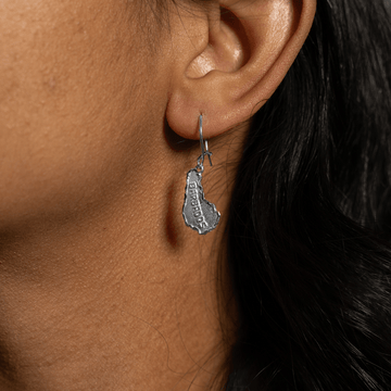 Barbados Map Hanging Short Earring by Caribbijou - Earring - Caribbijou Island Jewellery