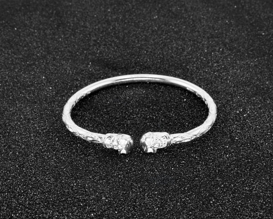 Heavy Skull Bangle with Diamante Pattern - Bangle - Caribbijou Island Jewellery