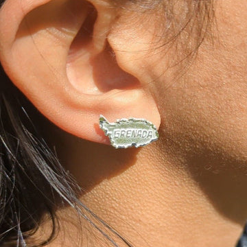 Large Grenada Map Stopper Stud Earring by Caribbijou - Earring - Caribbijou Island Jewellery