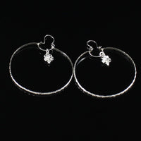 Large Hoop Earring with Small Hibiscus Charm - Earring - Caribbijou Island Jewellery