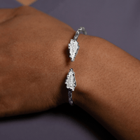 Light St. Lucia Map Bangle with Diamante Pattern - Bangle - Caribbijou Island Jewellery