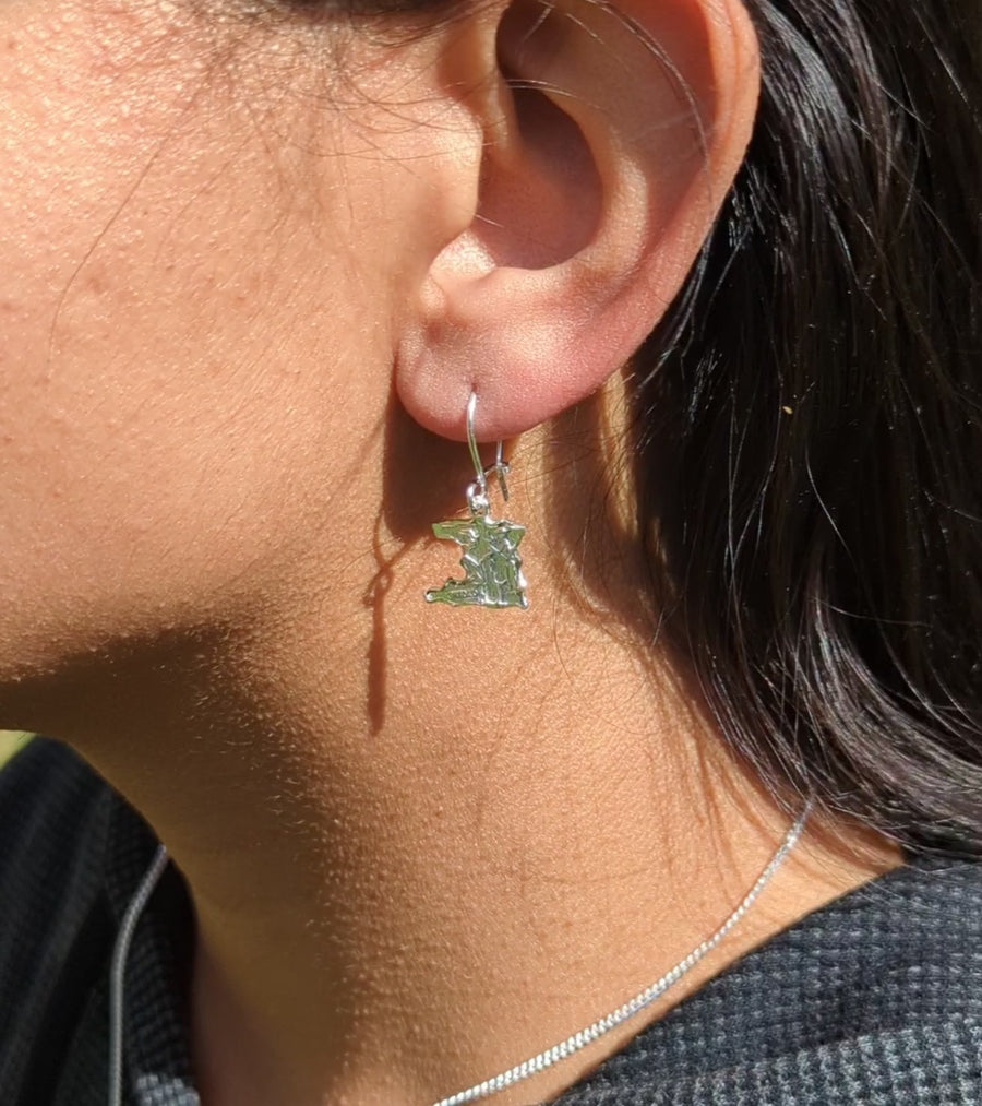 Sterling silver Trinidad Map Earring