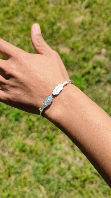 Light St. Kitts Map Bangle with Diamante Pattern