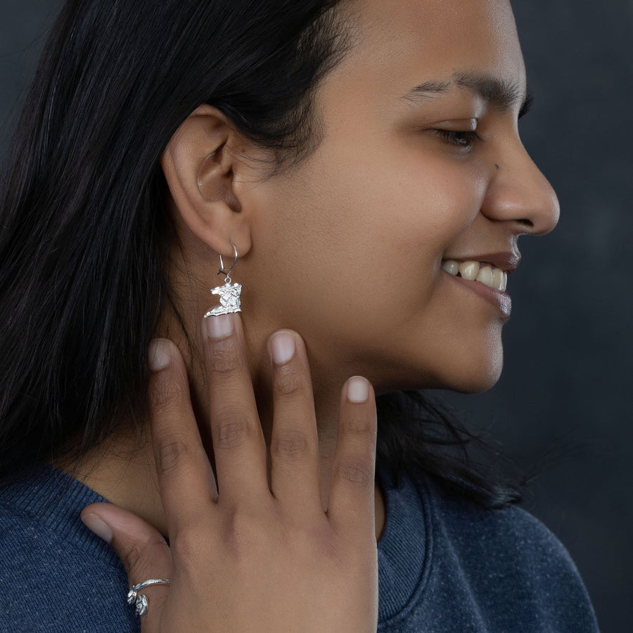 Sterling silver Trinidad Map Earring