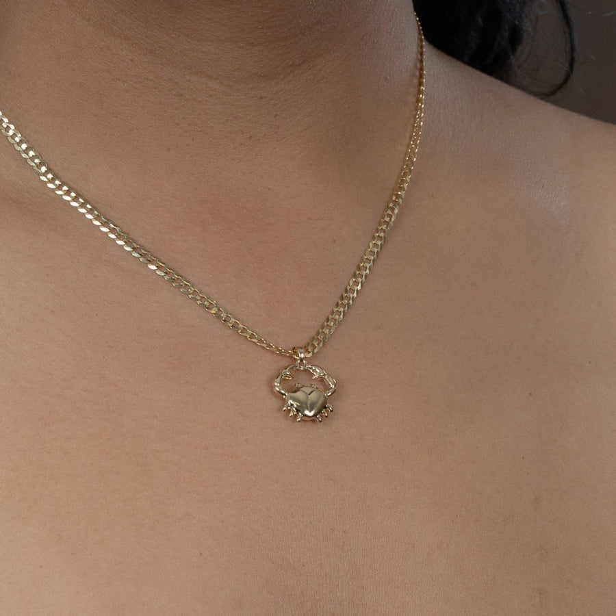 Cancer Crab Zodiac Astrology Pendant in 14 KT Yellow Gold - Caribbijou Island Jewellery