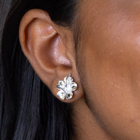 Caribbean Large Hibiscus Flower Stopper Stud Earring - Earring - Caribbijou Island Jewellery