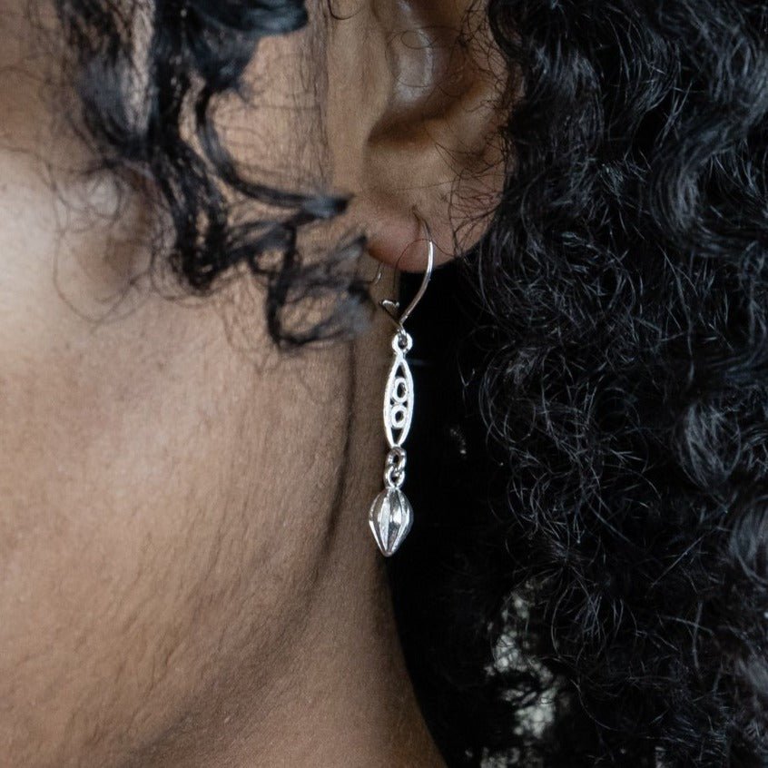 Cocoa Pod Long Earring - Earring - Caribbijou Island Jewellery