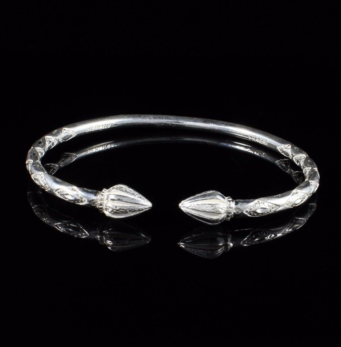 Cocoa Pod good West Indian Bangle Handmade in .925 Sterling Silver .125 gauge