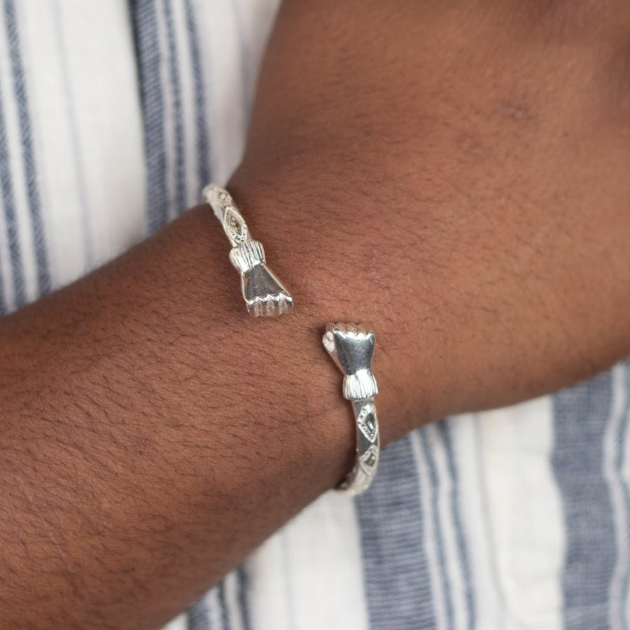 Extra Heavy Fist Bangle with Diamante Pattern - Bangle - Caribbijou Island Jewellery