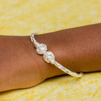 Heavy Afro Head Bangle with Diamante Pattern - Bangle - Caribbijou Island Jewellery