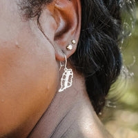 Large Grenada Map Earring Hanging Short - Earring - Caribbijou Island Jewellery