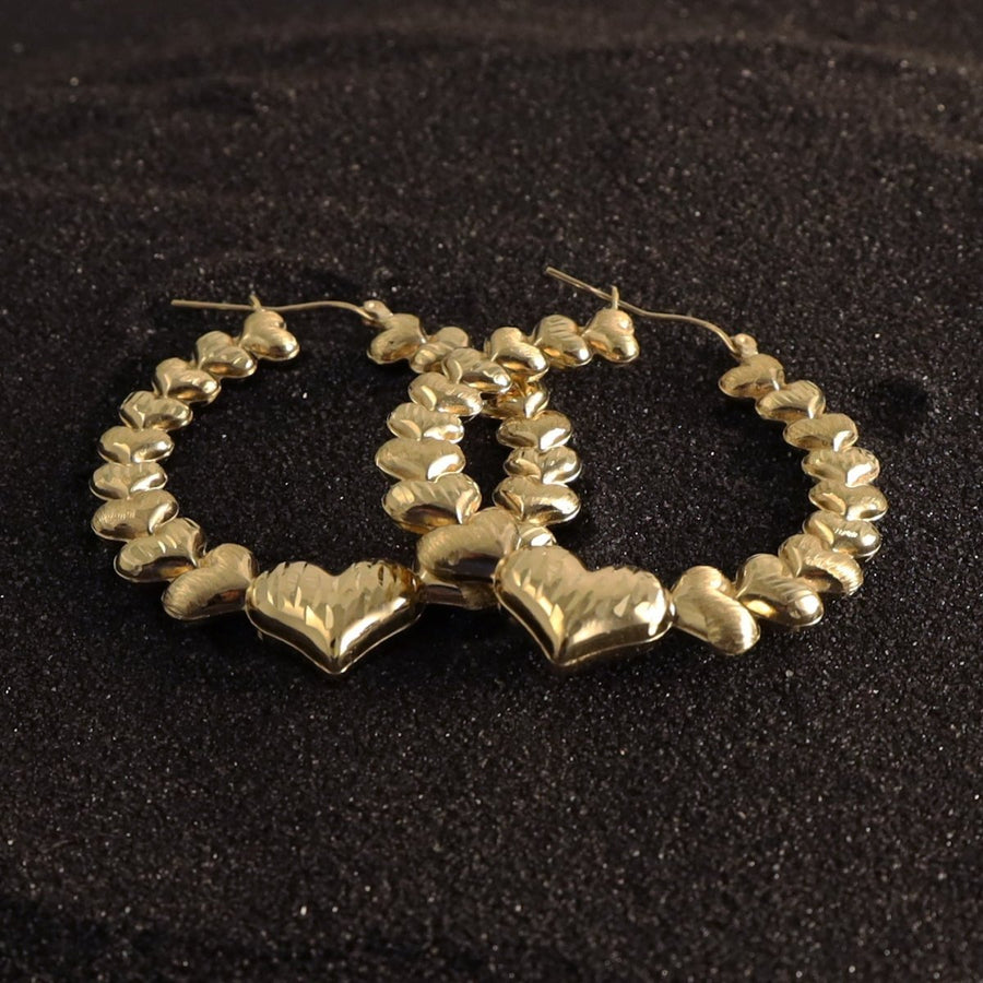 Large Heart Hoop Earrings in 10 KT Yellow Gold - Caribbijou Island Jewellery