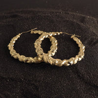 Large Heart Rope Hoop Earrings in 10 KT Yellow Gold - Caribbijou Island Jewellery