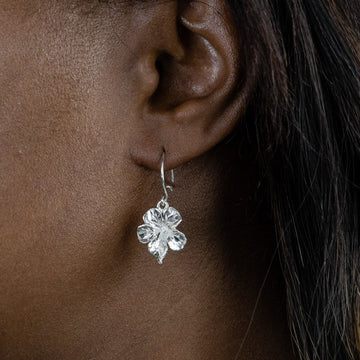 Large Hibiscus Flower Earring Hanging Short - Earring - Caribbijou Island Jewellery