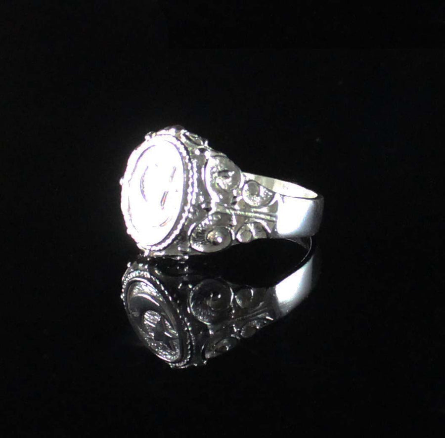 Large Men Moon and Star in Oval ring with Embellishments on Side - Ring - Caribbijou Island Jewellery