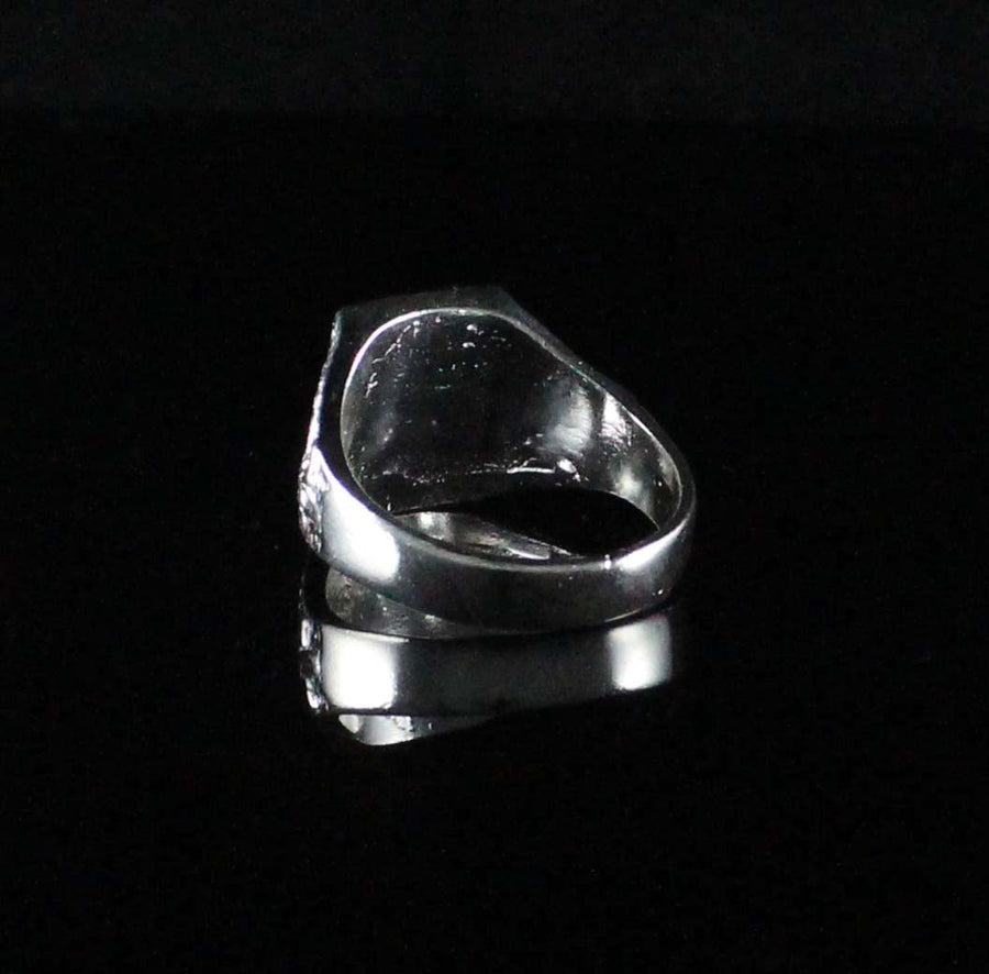 Large Men Moon and Star in Square ring with Leaf on Side - Ring - Caribbijou Island Jewellery