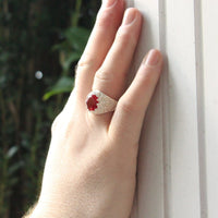 Large Men's Oval ring with July Birthstone Synthetic Ruby - Ring - Caribbijou Island Jewellery