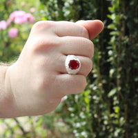 Large Men's Oval ring with July Birthstone Synthetic Ruby - Ring - Caribbijou Island Jewellery