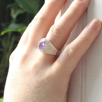 Large Men's Oval ring with June Birthstone Synthetic Light Amethyst - Ring - Caribbijou Island Jewellery