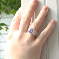 Large Men's Oval ring with June Birthstone Synthetic Light Amethyst - Ring - Caribbijou Island Jewellery