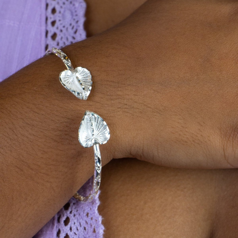 Light Anthurium Bangle with Diamante Pattern - Bangle - Caribbijou Island Jewellery