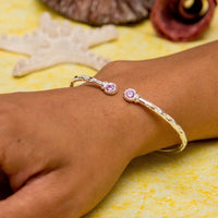 Light Bangle with Pink CZ October Birthstone - Bangle - Caribbijou Island Jewellery