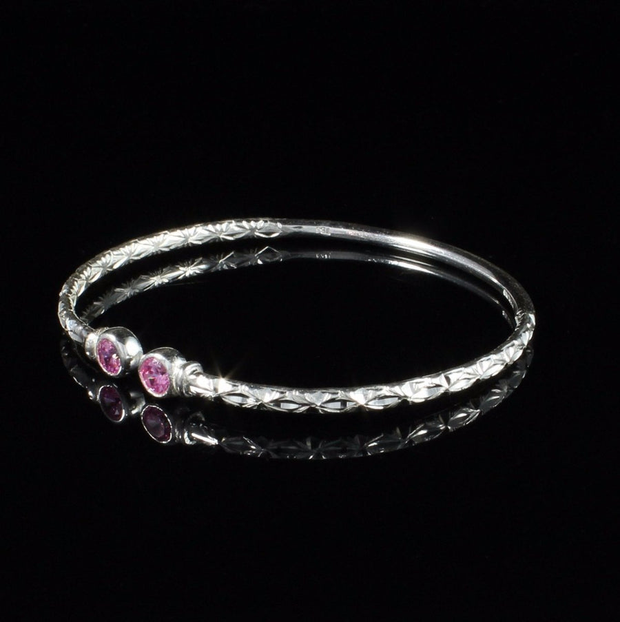 Light Bangle with Pink CZ October Birthstone - Bangle - Caribbijou Island Jewellery