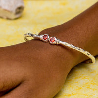 Light Bangle with Synthetic Garnet January Birthstone - Bangle - Caribbijou Island Jewellery