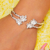 Light Hibiscus Bangle with Diamante Pattern - SOLD INDIVIDUALLY - Bangle - Caribbijou Island Jewellery
