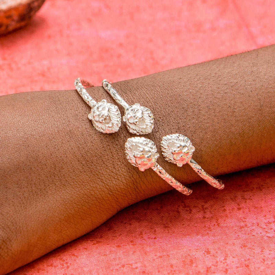 Light Lion Bangle with Diamante Pattern - Bangle - Caribbijou Island Jewellery