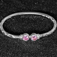 Medium Bangle with Pink CZ October Birthstone - Bangle - Caribbijou Island Jewellery