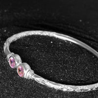 Medium Bangle with Pink CZ October Birthstone - Bangle - Caribbijou Island Jewellery