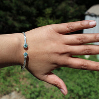 Medium Bangle with Synthetic Aquamarine March Birthstone - Bangle - Caribbijou Island Jewellery