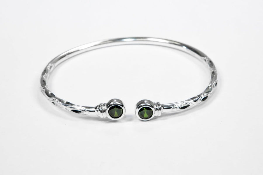 Medium Bangle with Synthetic Emerald May Birthstone - Bangle - Caribbijou Island Jewellery