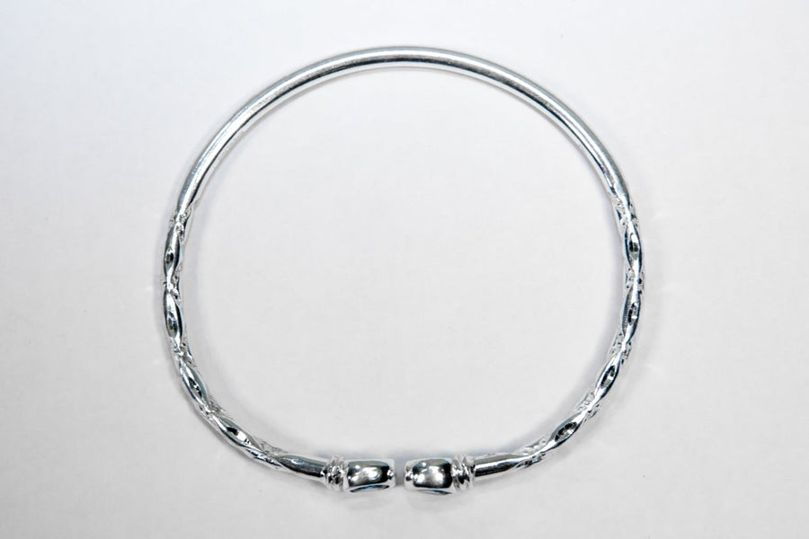 Medium Bangle with Synthetic Sapphire September Birthstone - Bangle - Caribbijou Island Jewellery