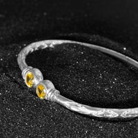 Medium Bangle with Synthetic Yellow Topaz November Birthstone - Bangle - Caribbijou Island Jewellery