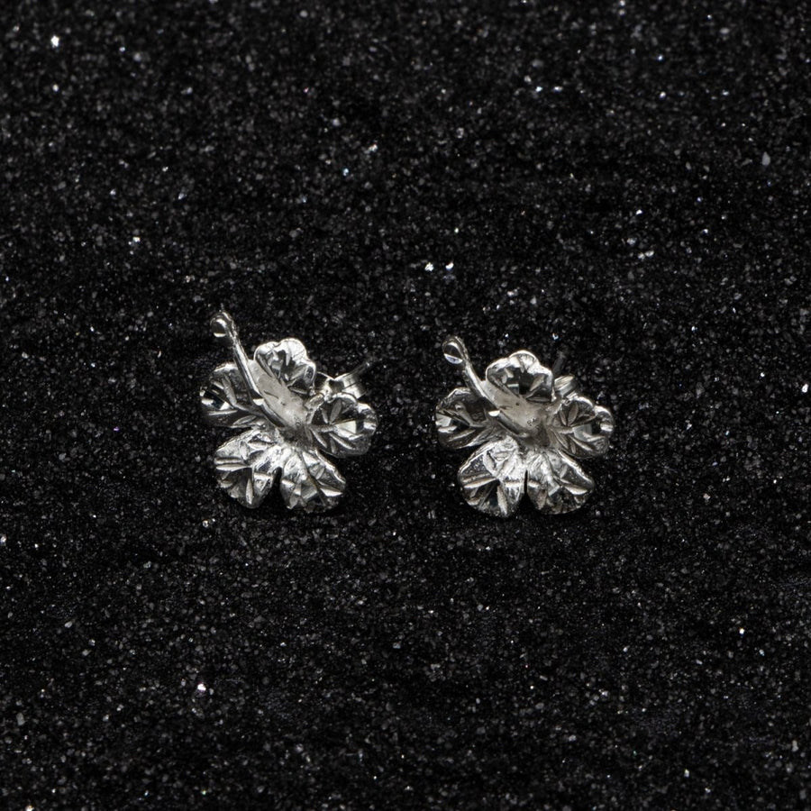 Medium Hibiscus Flower Stopper Stud Earring - Earring - Caribbijou Island Jewellery