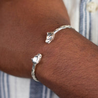 Medium Panther Heads Bangle with Diamante Pattern - Bangle - Caribbijou Island Jewellery