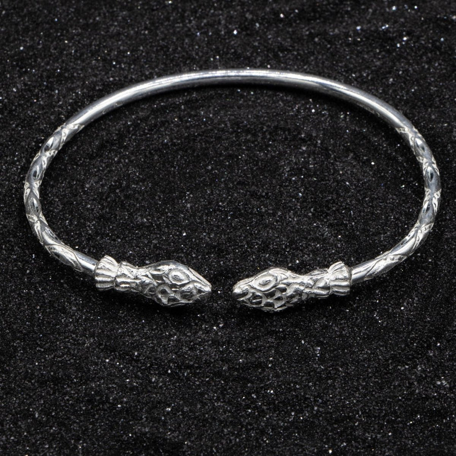 Medium Snake Heads Bangle with Diamante Pattern - Bangle - Caribbijou Island Jewellery