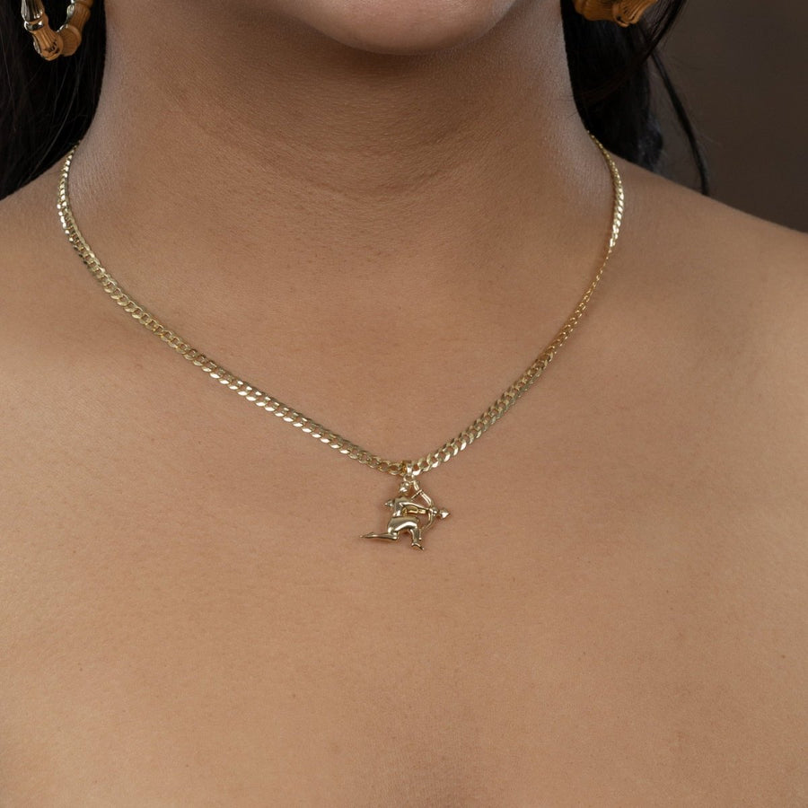 Sagittarius Zodiac Astrology Pendant in 14 KT Yellow Gold - Caribbijou Island Jewellery